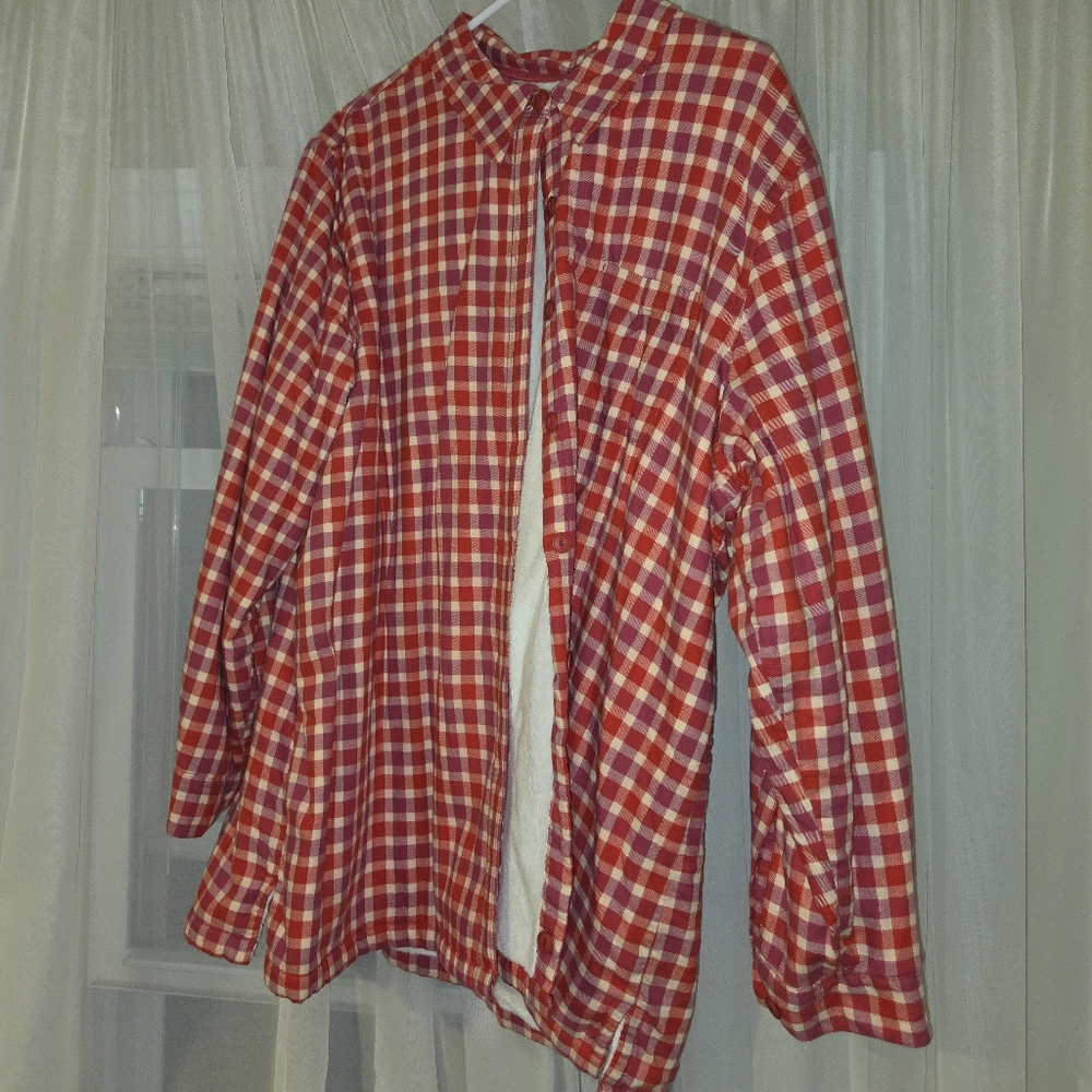 L.L. BEAN Plaid Fleece Lined Flannel Shacket Jacket
